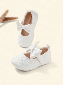 Cozy Pixies Baby Bow Decor Stitch Detail Flats - White - View 11