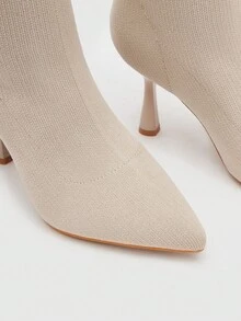 CUCCOO BASICS Botas de tobillo elásticas de tacón medio color albaricoque elegantes para ir al trabajo - Albaricoque - Ver 10