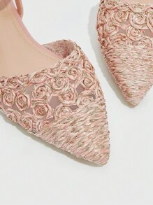 CUCCOO CHICEST Women Point Toe Decor Flats, Fashionable Outdoor Ankle Strap Flats - Pink - View 4