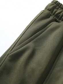 Manfinity Homme Lỏng lẻo phù hợp Nam Quần thể thao Với Túi có nắp , Bên Eo dây rút - xanh quân đội - Xem 7