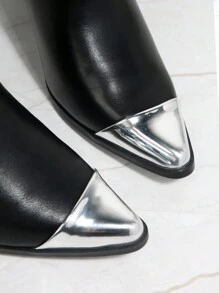 SHUZIA Rhinestone PU Ankle Cowboy Booties - Black - View 3