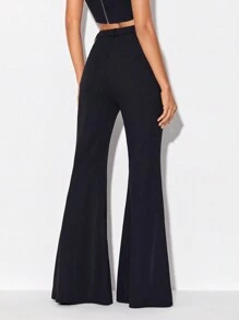 ZAYNA Pantalones acampanados de malla - Negro - Ver 2