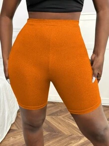 Slaydiva 素色高腰騎行褲 - 橘色 - 查看 4