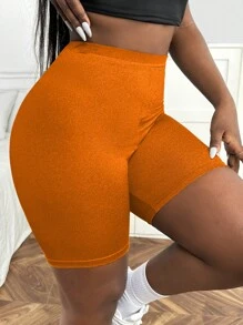 Slaydiva 素色高腰騎行褲 - 橘色 - 查看 5