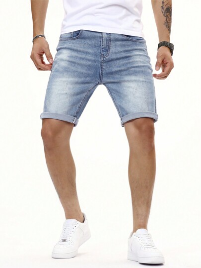 Guys Cat Whisker Washed Denim Shorts