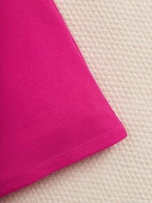 SHEIN Niñas Vestido de un hombro ribete con fruncido - Rosa Fucsia - Ver 4