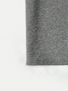 SHEIN EZwear 字母圖案落肩T恤和短褲 - 灰色 - 查看 4