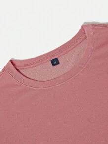 Manfinity EMRG Áo thun nam Lá thư Đường phố - Màu Hồng  San hô - Xem 5