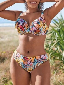 Swim DD+ Summer Floral Print Underwire Bikini Set - Multicolor - View 1