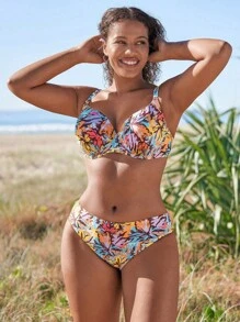 Swim DD+ Summer Floral Print Underwire Bikini Set - Multicolor - View 4