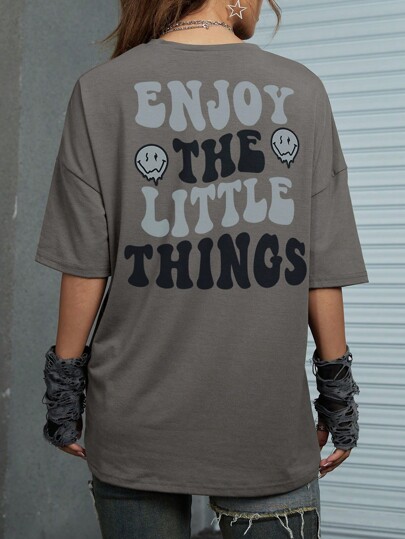Street Life Slogan Graphic Oversized Tee