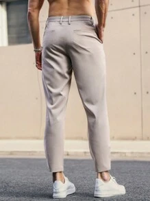 Manfinity Mode Men Chain Detail Slant Pocket Suit Trousers - Khaki - View 2