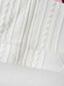 SHEIN 年輕女孩1入組心形拼布拉鍊衛衣，適用於秋冬季節 - 灰色 - 查看 4