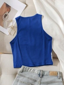 INAWLY 骷髅圖案背心上衣 - 藍色 - 查看 2