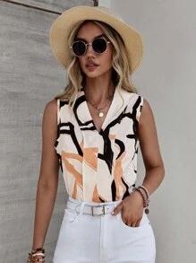 SHEIN Clasi 圖案印花無袖襯衫 - 彩色 - 查看 3