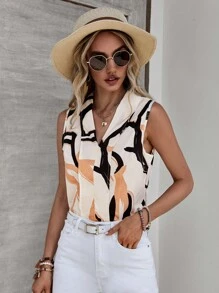 SHEIN Clasi 圖案印花無袖襯衫 - 彩色 - 查看 1