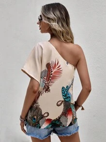 SHEIN LUNE Áo sơ mi nữ Bất đối xứng Bộ lạc Boho - Nhiều màu - Xem 2