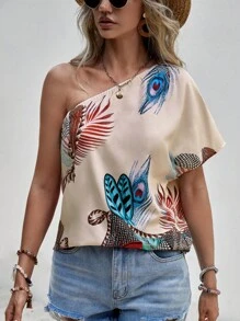 SHEIN LUNE Áo sơ mi nữ Bất đối xứng Bộ lạc Boho - Nhiều màu - Xem 4