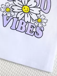 SHEIN 年輕女孩花卉和字母圖形t恤和荷葉邊裙子 - 彩色 - 查看 7