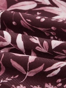 Anis Illustration 植物圖案半身裙 - 酒紅色 - 查看 3