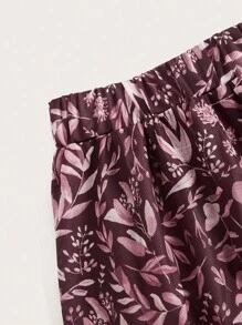 Anis Illustration 植物圖案半身裙 - 酒紅色 - 查看 4