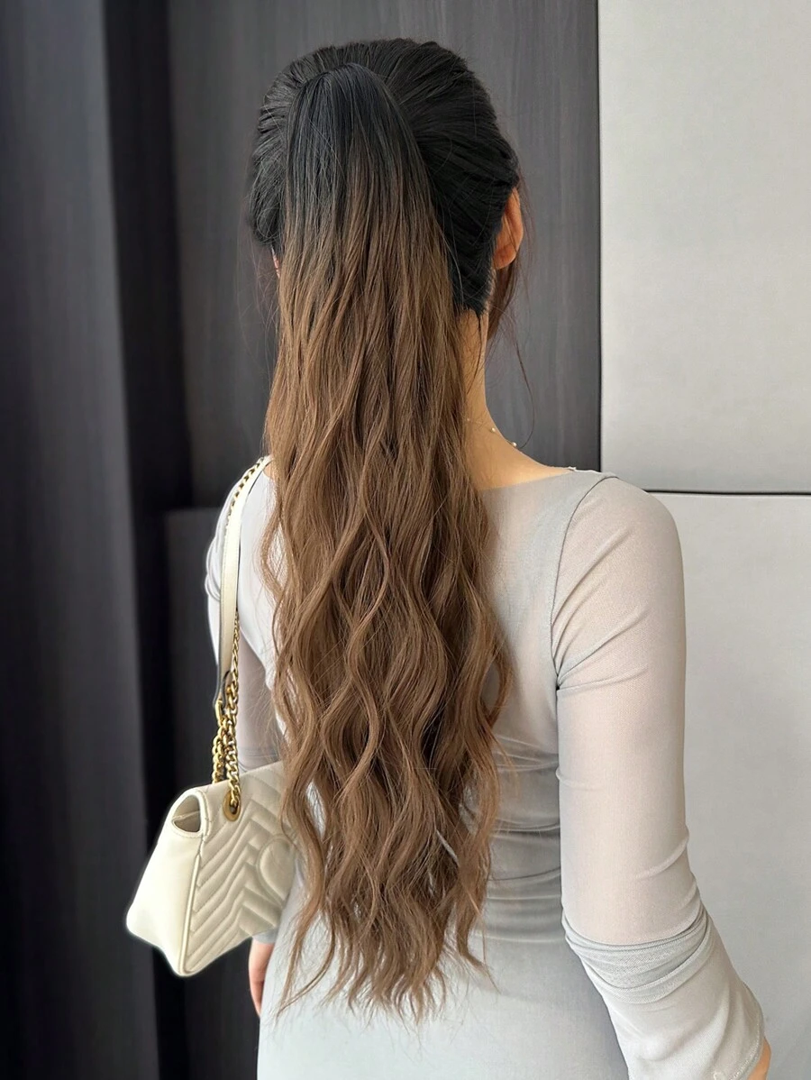 爪馬尾辮延長辮頭髮長款波浪狀的有彈性多顏色24英寸耐熱 - 彩色 - 查看 1