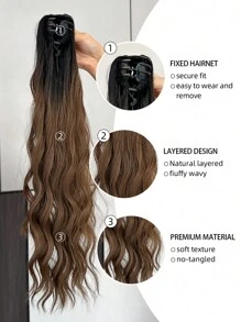 爪馬尾辮延長辮頭髮長款波浪狀的有彈性多顏色24英寸耐熱 - 彩色 - 查看 6