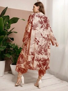 Al Najma Hơn Bản in nhiệt đới Mở Mặt trước áo & Quần - Nhiều màu - Xem 2