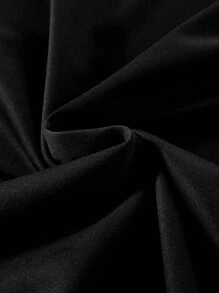 Aesthetic Post Nam Đồ họa Khẩu hiệu Cổ áo tương phản Thả vai Lỏng lẻo Áo polo - màu đen - Xem 4