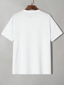 Manfinity Hypemode Hombres Camiseta con estampado de letra japonesa y dibujos animados - Blanco - Ver 2