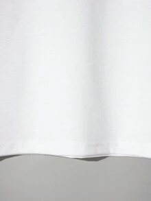 Manfinity Hypemode Hombres Camiseta con estampado de letra japonesa y dibujos animados - Blanco - Ver 3