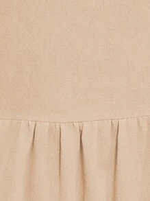 SHEIN Clasi 荷葉邊紐扣細節娃娃裙 - 杏色 - 查看 8