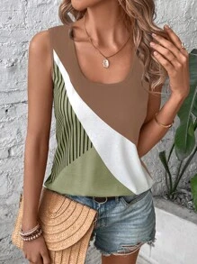 SHEIN LUNE Kolorowe bloki Tank Top - Wielokolorowe - Zobacz 3