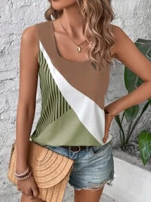 SHEIN LUNE Kolorowe bloki Tank Top - Wielokolorowe - Zobacz 4
