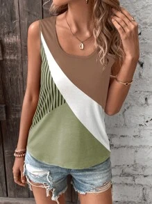 SHEIN LUNE Kolorowe bloki Tank Top - Wielokolorowe - Zobacz 6