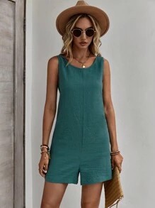 EMERY ROSE Solid Sleeveless Romper