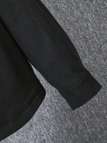 SHEIN Tween Boy Flap Pocket Teddy Lined Hooded Coat Without Tee - Black - View 4