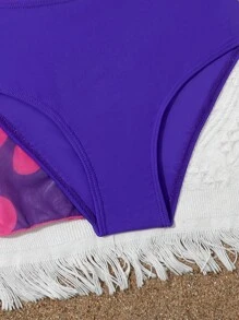 Tween Girl 火焰印花比基尼套装与和服夏日海滩 - 彩色 - 查看 4