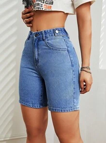Denim mùa giặt Quần short Denim - Rửa trung bình - Xem 4