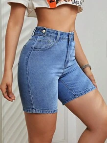 Denim mùa giặt Quần short Denim - Rửa trung bình - Xem 3