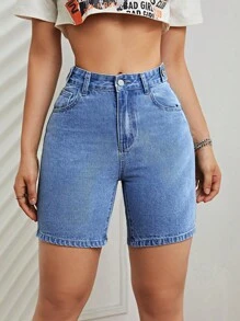 Denim mùa giặt Quần short Denim - Rửa trung bình - Xem 1