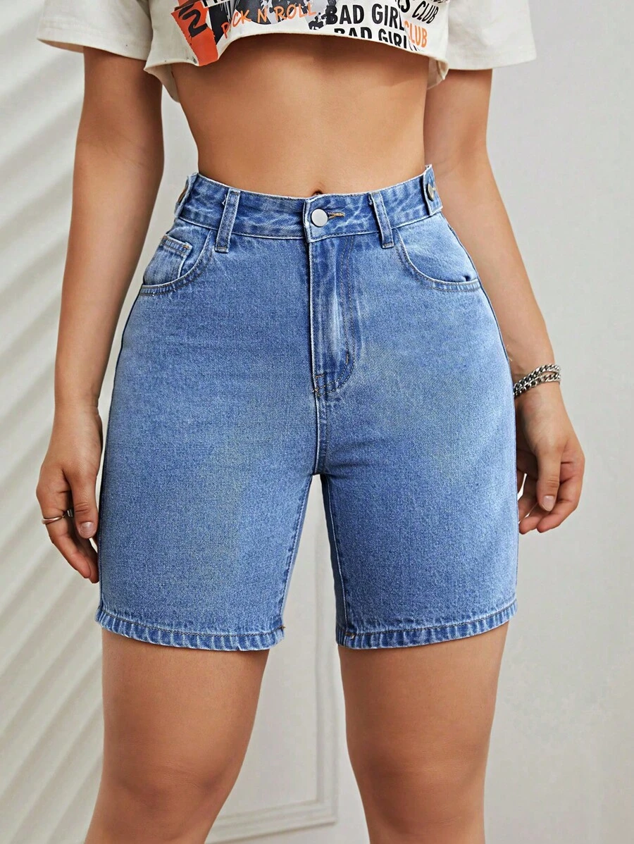 Denim mùa giặt Quần short Denim - Rửa trung bình - Xem 1