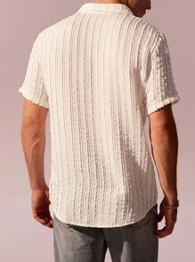 Manfinity Fever City 男士素色前排扣襯衫 - 米色 - 查看 2