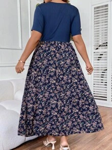 SHEIN Clasi Đầm Plus Size Gân đan Họa tiết hoa Boho - Nhiều màu - Xem 2
