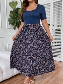 SHEIN Clasi Đầm Plus Size Gân đan Họa tiết hoa Boho - Nhiều màu - Xem 5