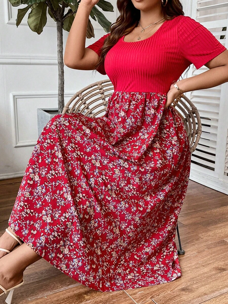 SHEIN Clasi 大碼碎花大圓領連衣裙 - 彩色 - 查看 1