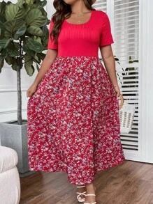 SHEIN Clasi 大碼碎花大圓領連衣裙 - 彩色 - 查看 3