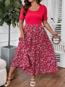 SHEIN Clasi 大碼碎花大圓領連衣裙 - 彩色 - 查看 5