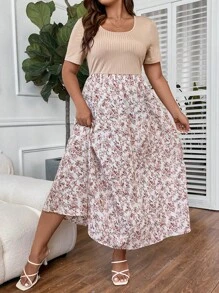 SHEIN Clasi Plus Ditsy Floral Print Scoop Neck Dress For Summer - Multicolor - View 6