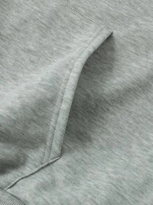 Manfinity 男士大码日文圖案和龍圖案抽繩連帽衫 - 淺灰色 - 查看 4